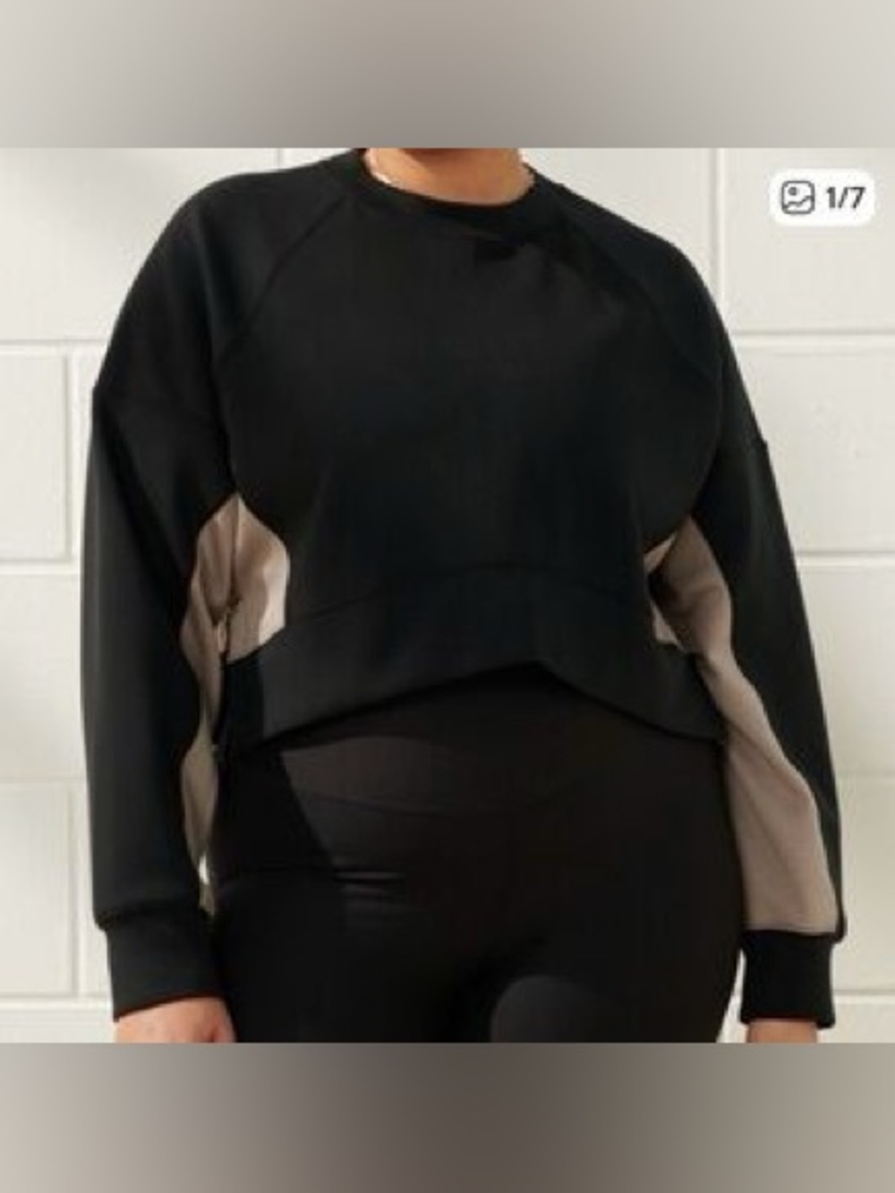 Abercrombie YPB Cropped Sweatshirt Black Taupe Colorblock Athleisure S